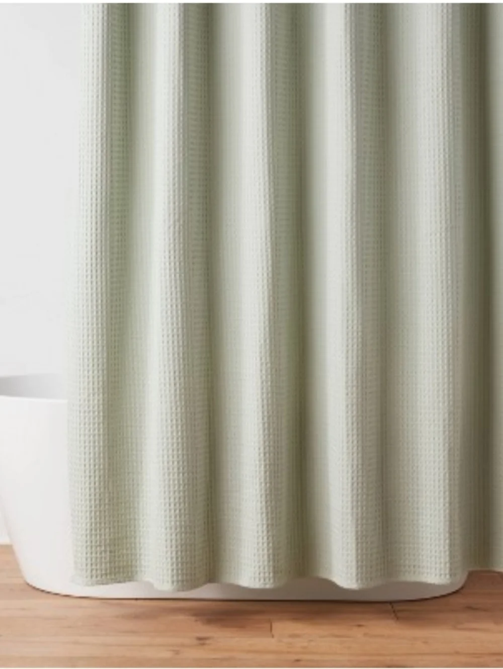 Threshold Waffle Weave Shower Curtain Light Sage Green